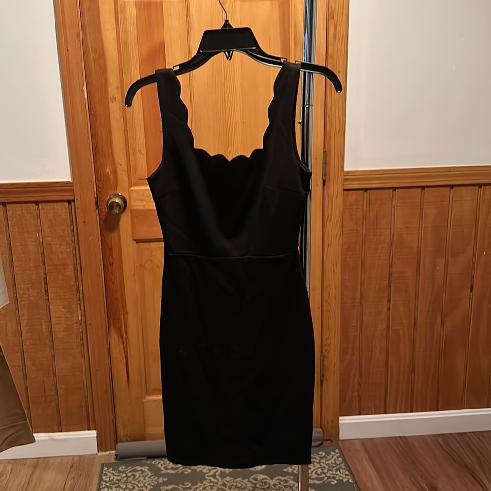 Aqua Scalloped Mini Dress